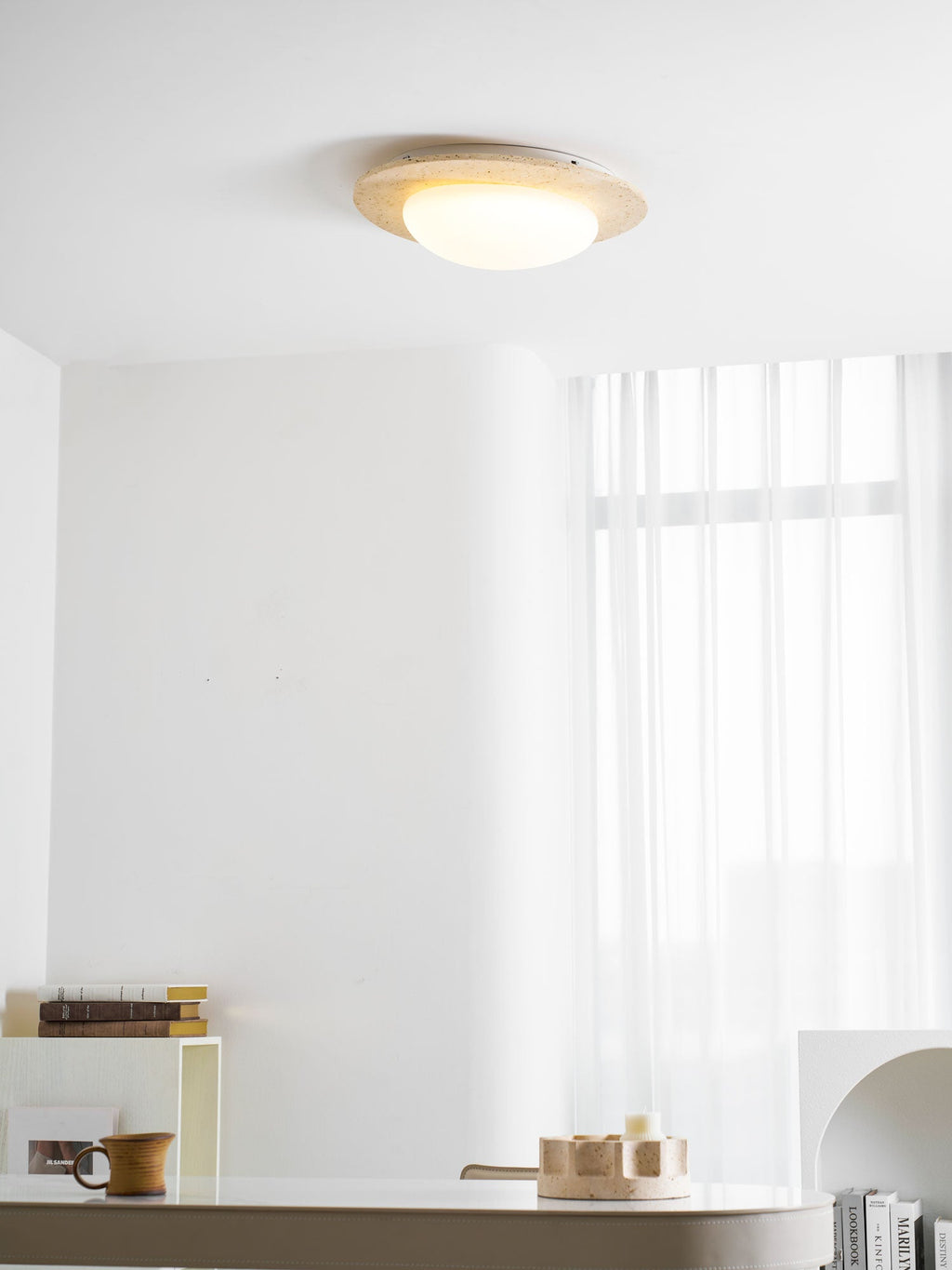 Plafonnier moderne Dak en pierre Travertin jaune et blanc
