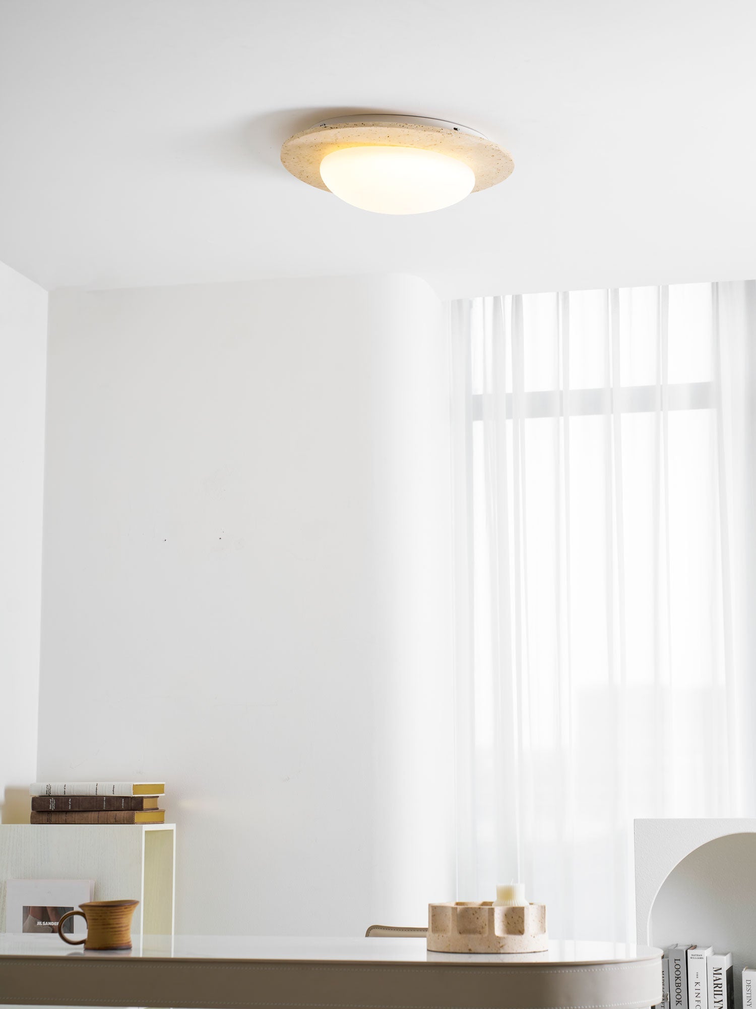 Plafonnier moderne Dak en pierre Travertin jaune et blanc