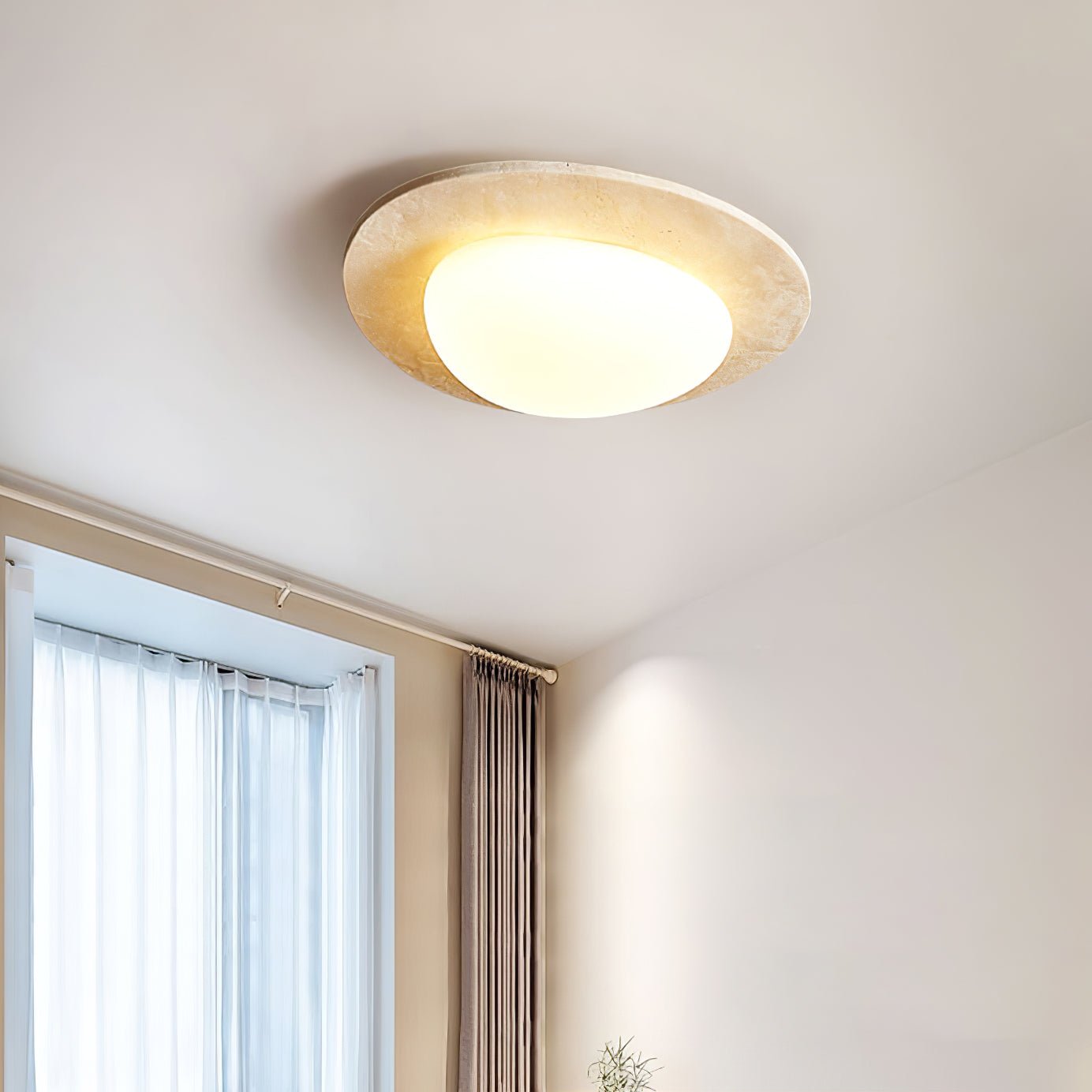 Plafonnier moderne Dak en pierre Travertin jaune et blanc