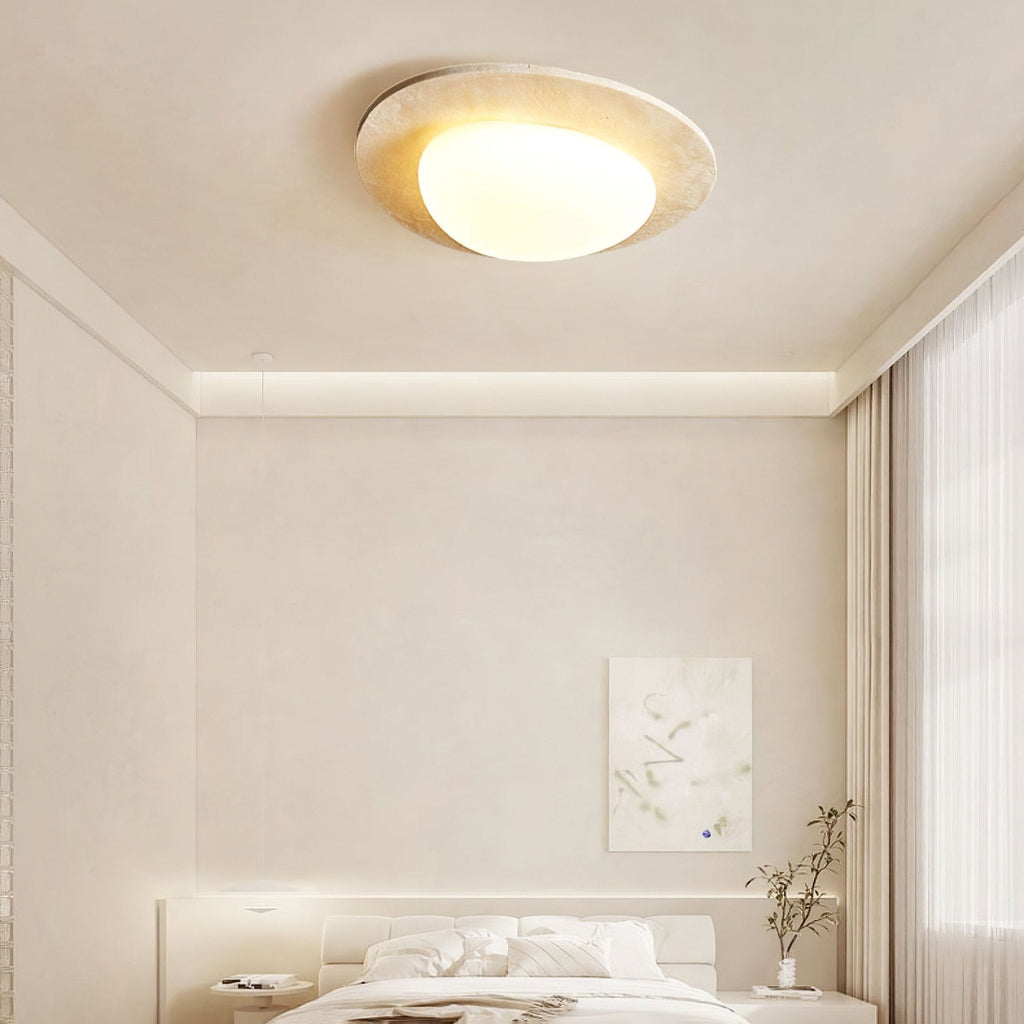 Plafonnier moderne Dak en pierre Travertin jaune et blanc