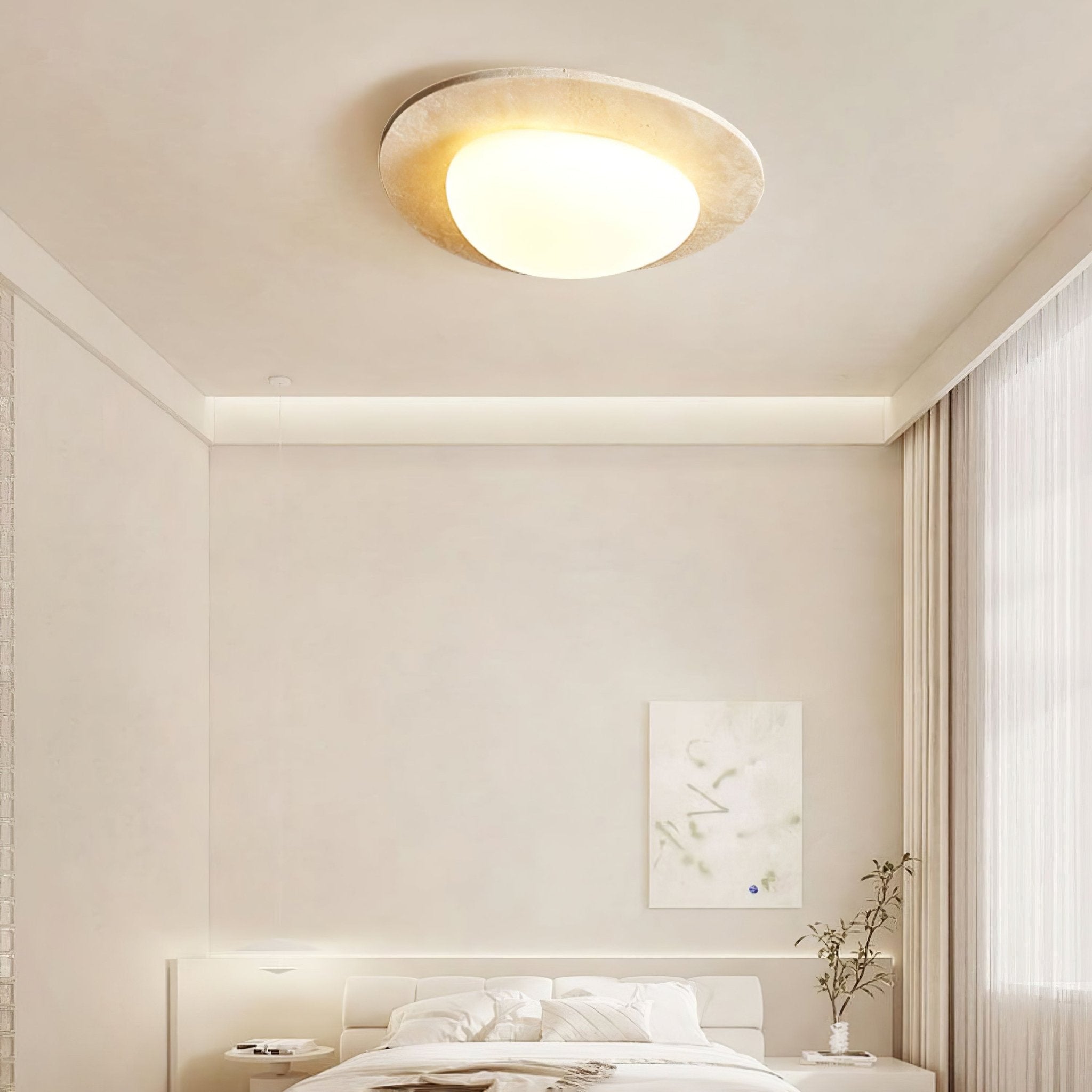 Plafonnier moderne Dak en pierre Travertin jaune et blanc
