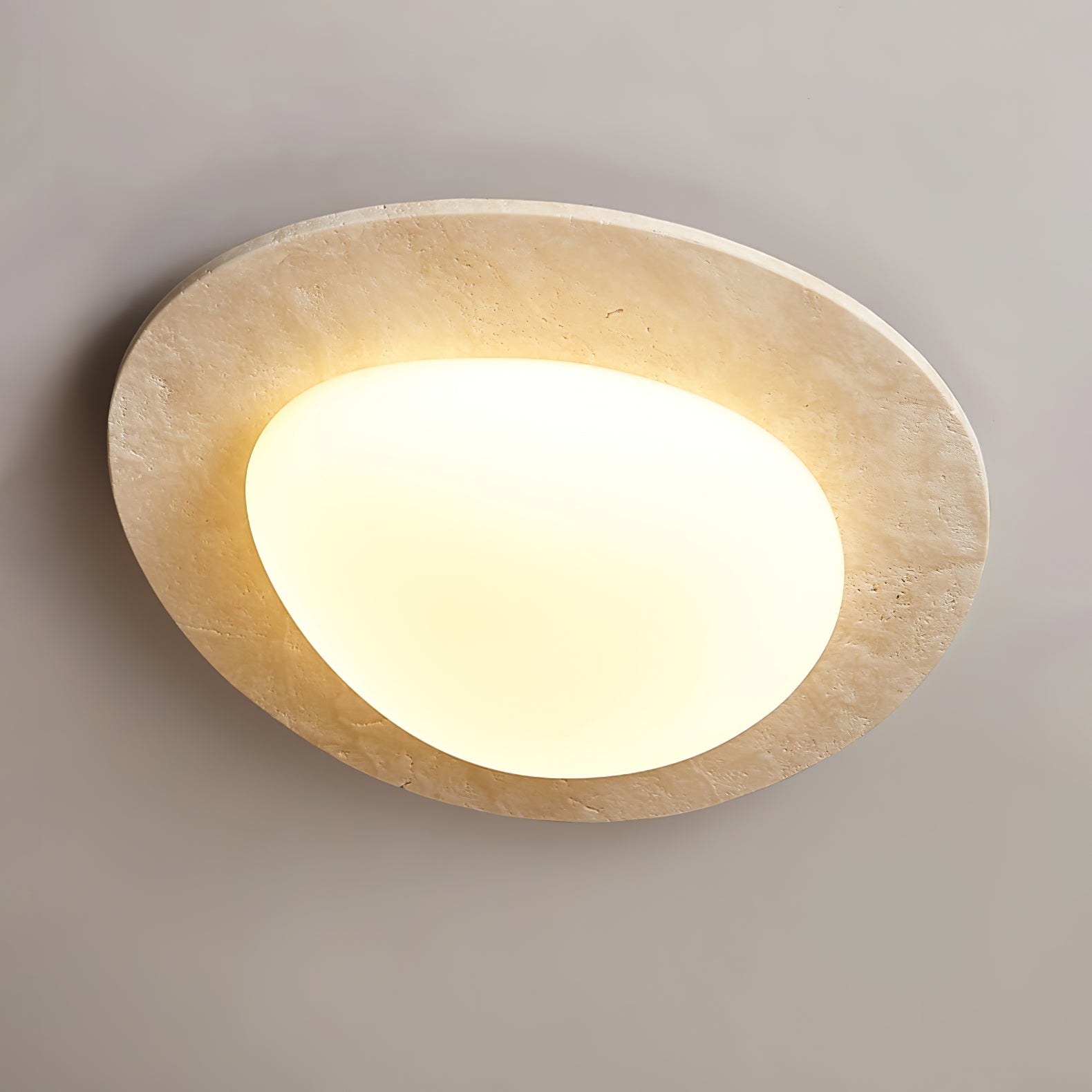 Plafonnier moderne Dak en pierre Travertin jaune et blanc