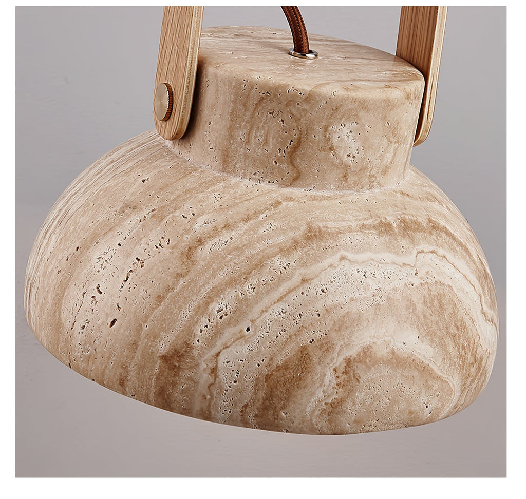 Suspension moderne Birk en Bois et travertin jaune