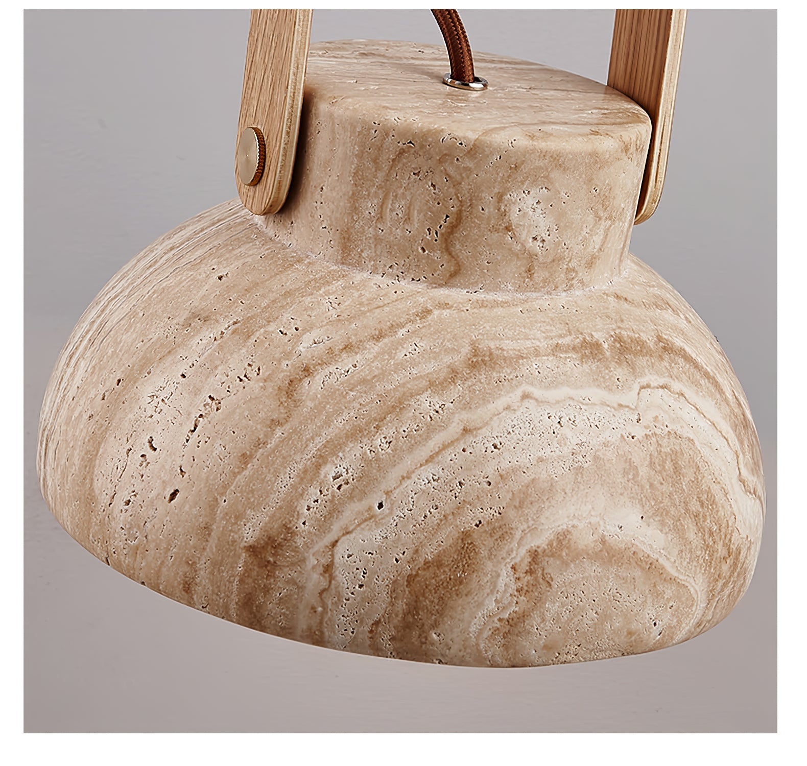 Suspension moderne Birk en Bois et travertin jaune