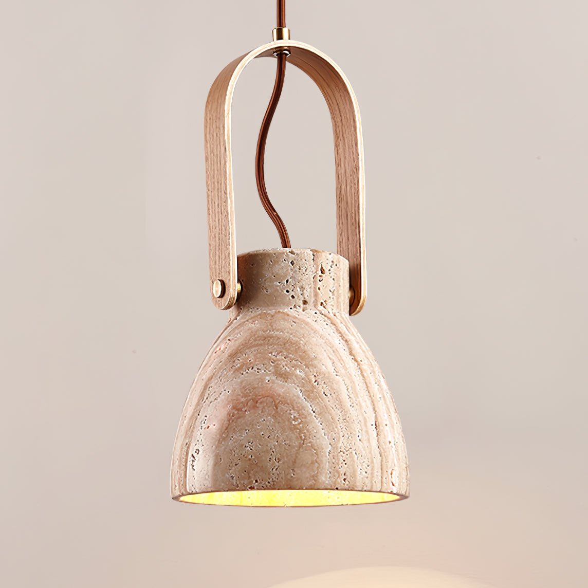 Suspension moderne Birk en Bois et travertin jaune