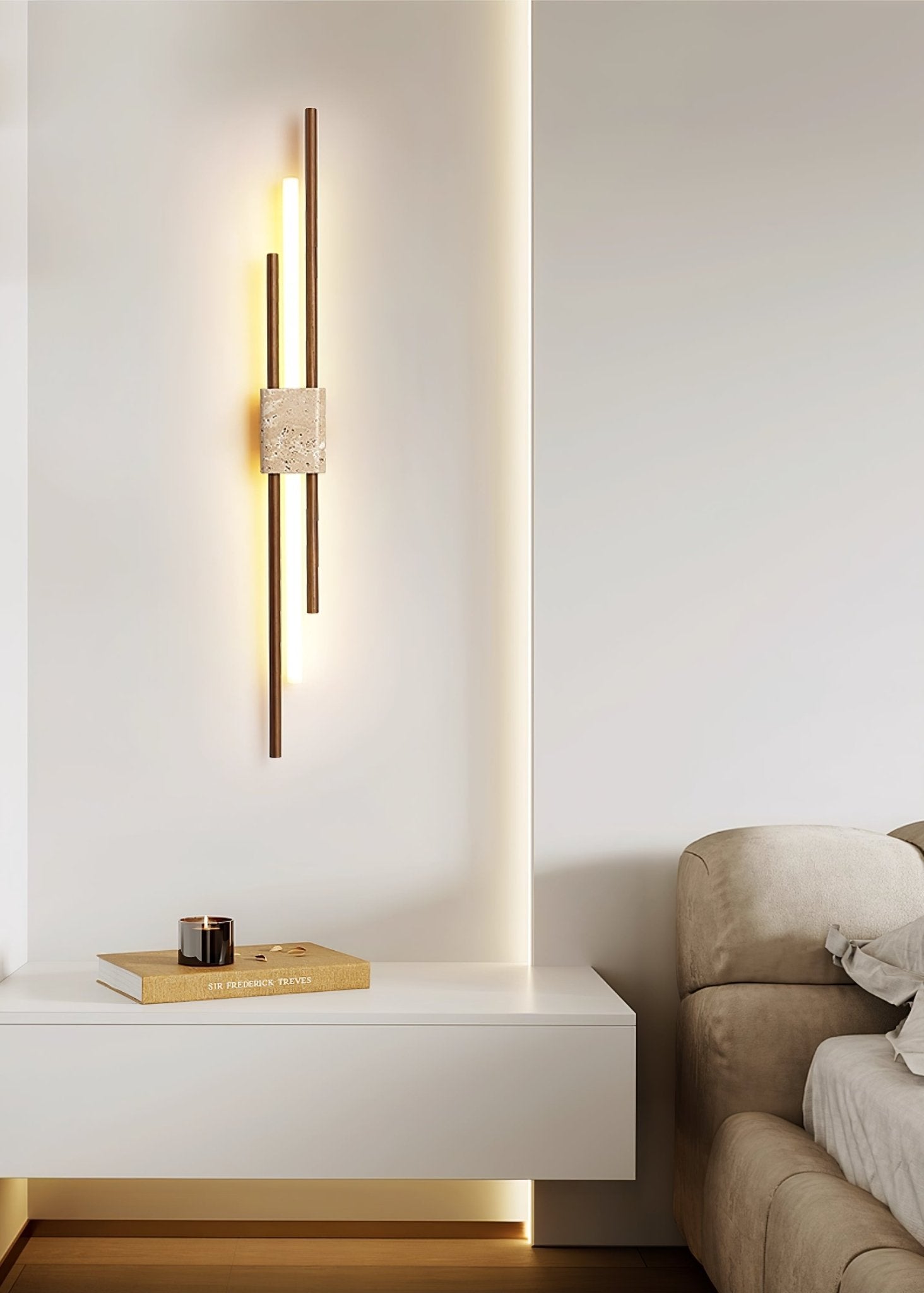 Applique murale moderne Cree en Bois et travertin jaune