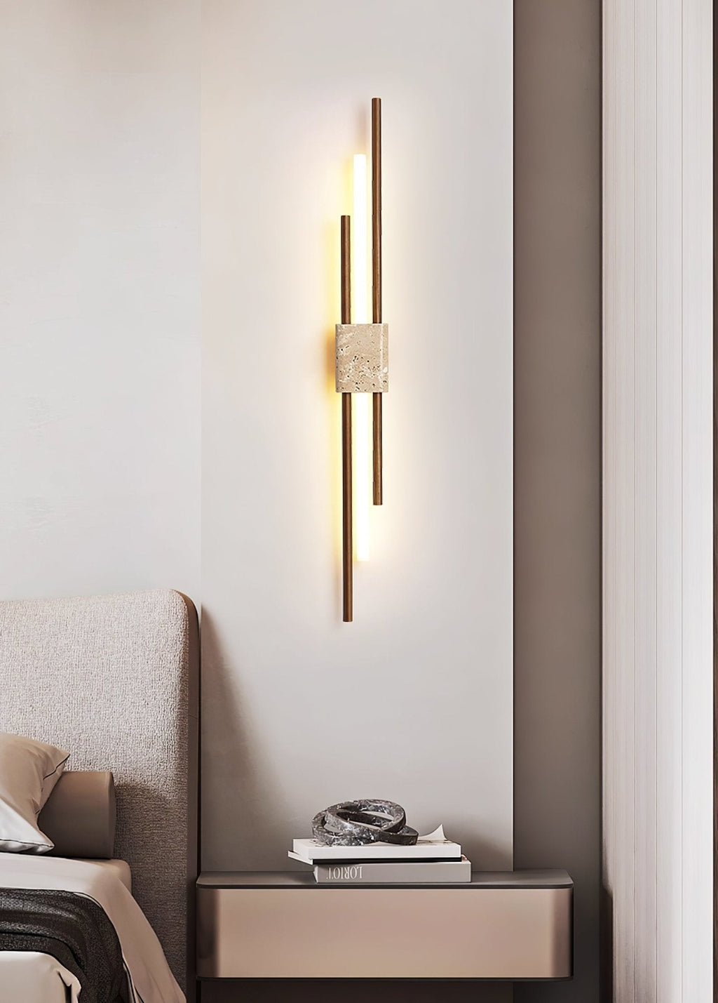 Applique murale moderne Cree en Noyer et travertin jaune