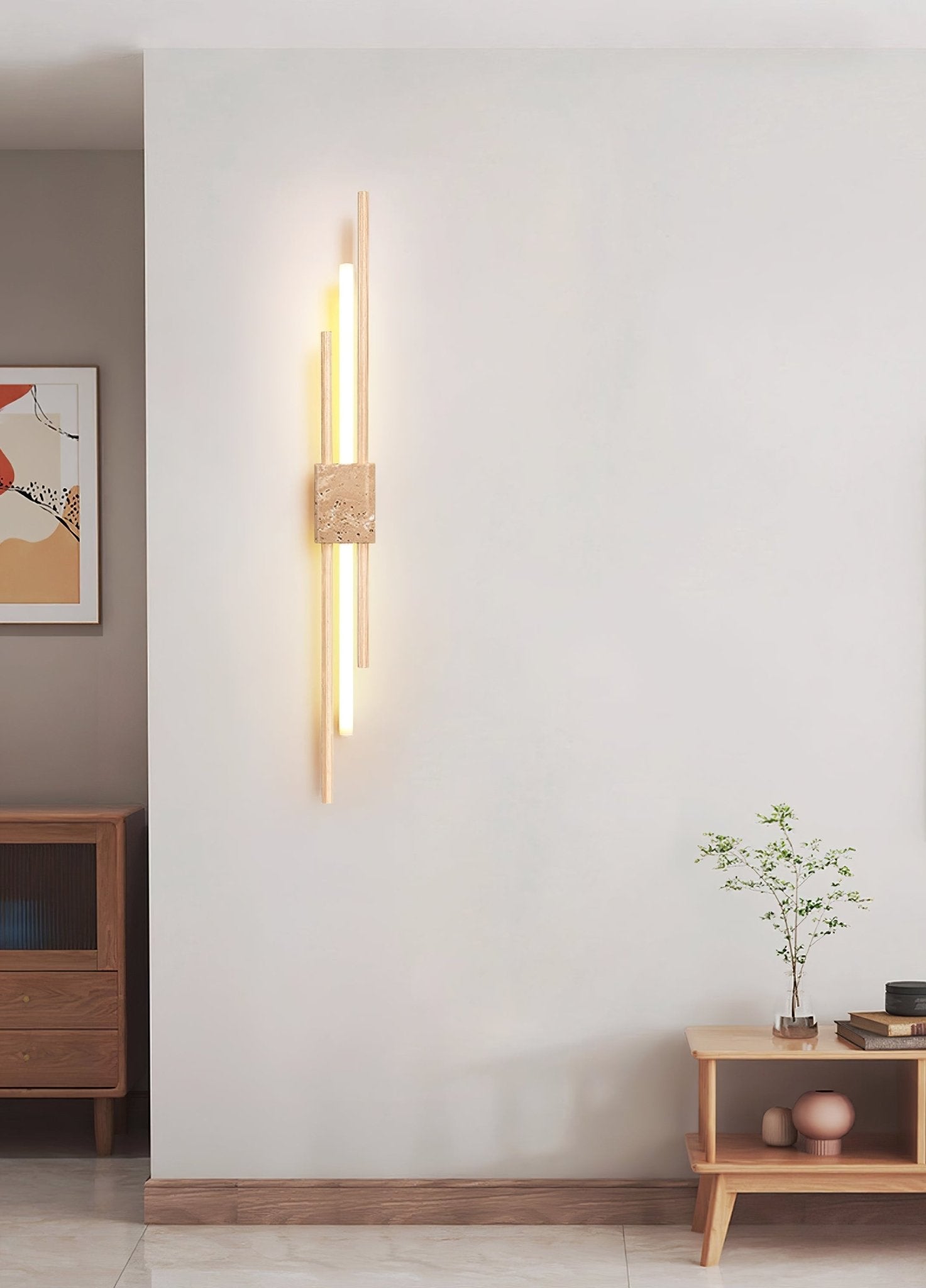 Applique murale moderne Cree en Noyer et travertin jaune