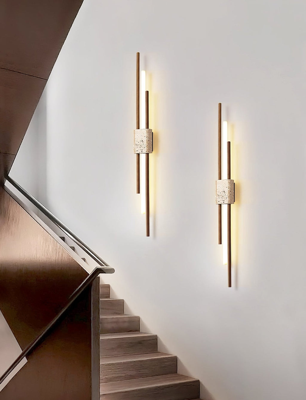 Applique murale moderne Cree en Noyer et travertin jaune