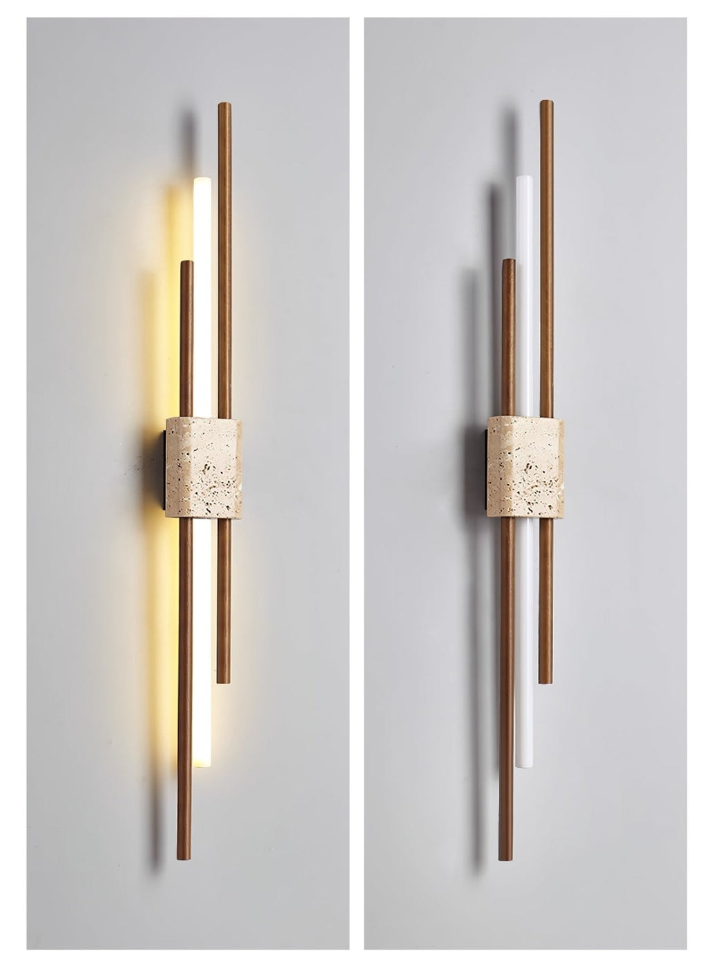 Applique murale moderne Cree en Noyer et travertin jaune