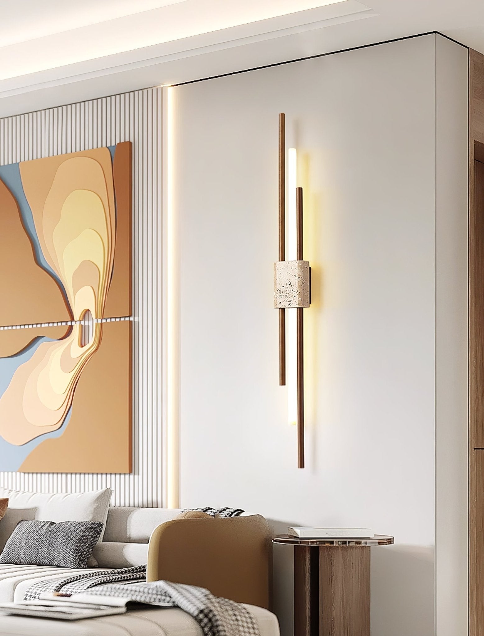 Applique murale moderne Cree en Bois et travertin jaune