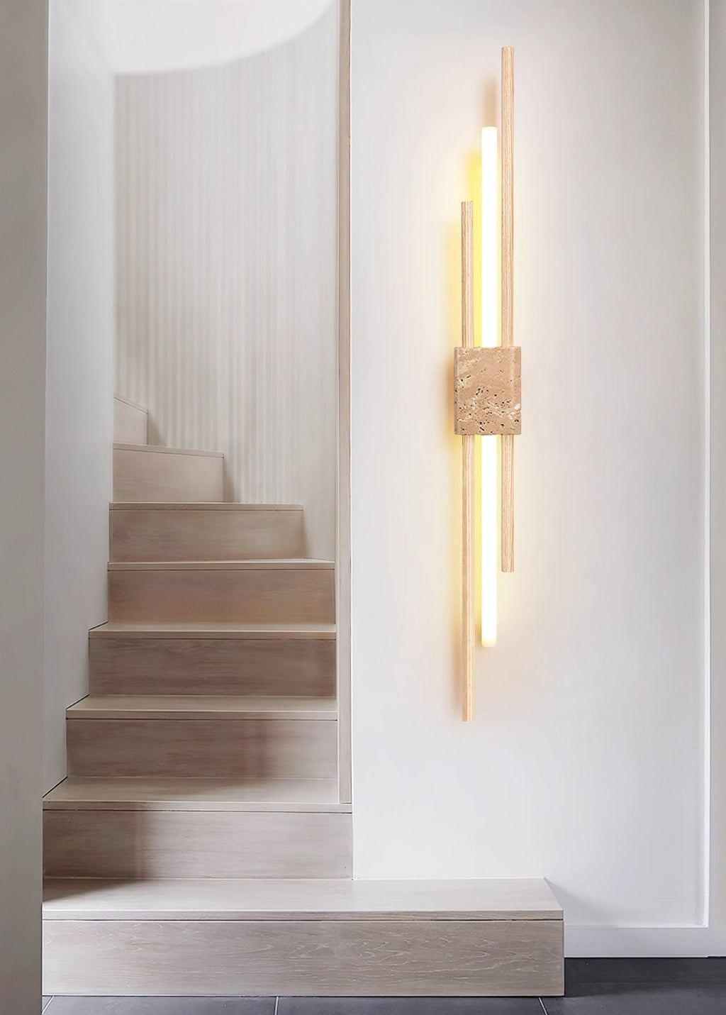 Applique murale moderne Cree en Bois et travertin jaune