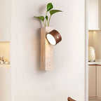 Applique murale moderne Jouni en bois Foncé noyer et travertin jaune