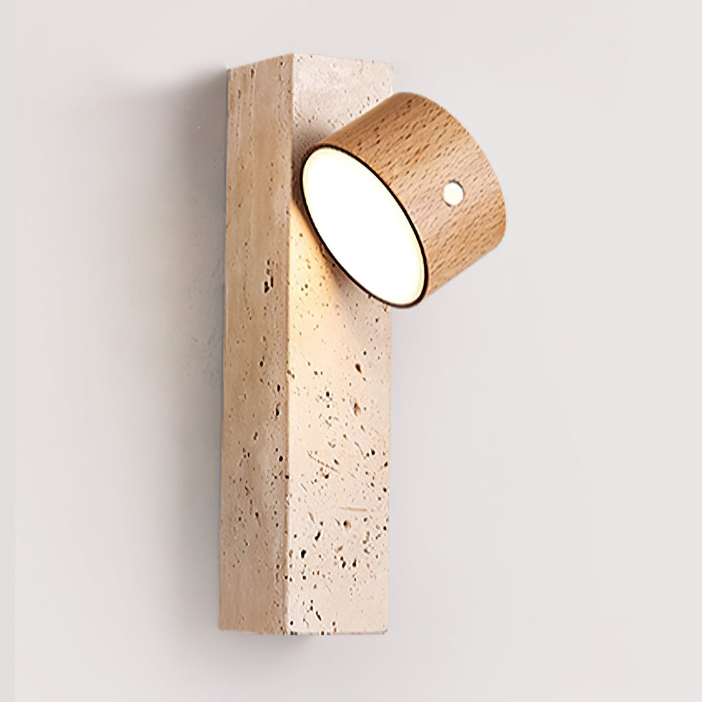 Applique murale moderne Jouni en Bois et travertin jaune
