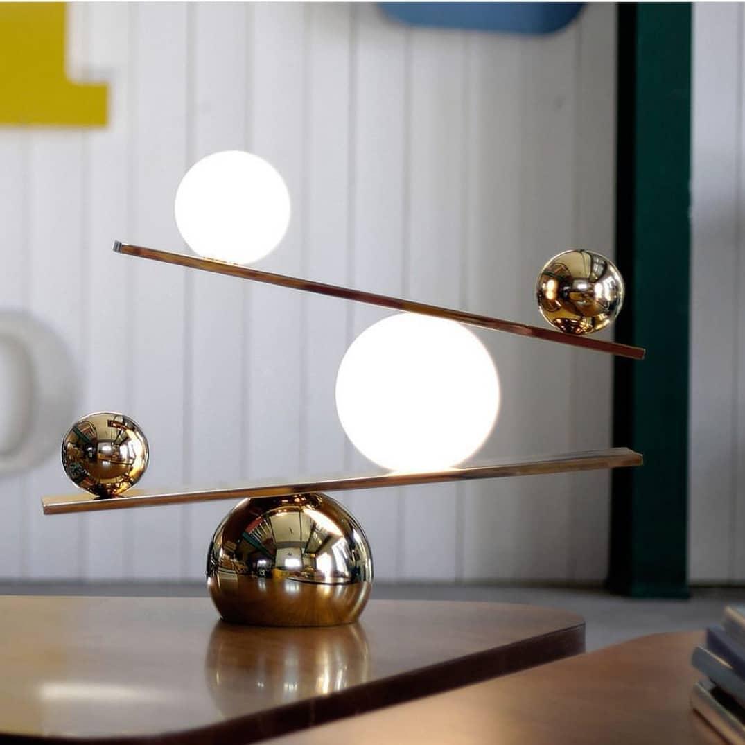 Lampe à poser moderne Voima en Marbre, Verre Doré