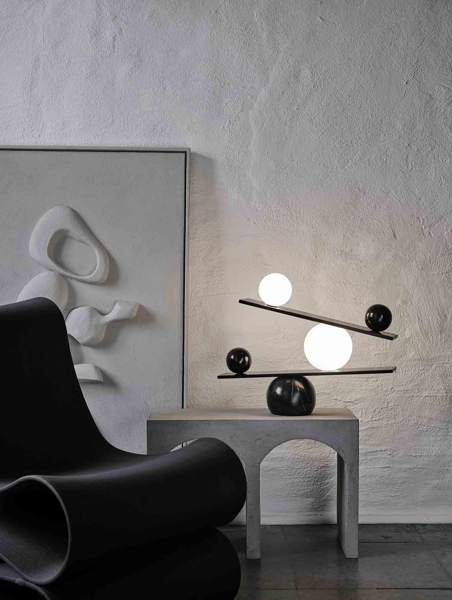 Lampe à poser moderne Voima en Marbre, Verre Noir