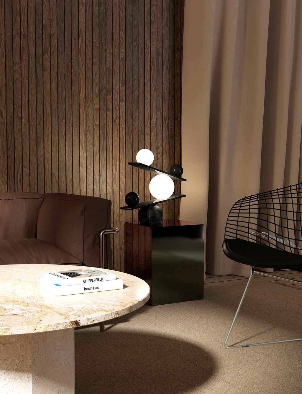 Lampe à poser moderne Voima en Marbre, Verre Noir