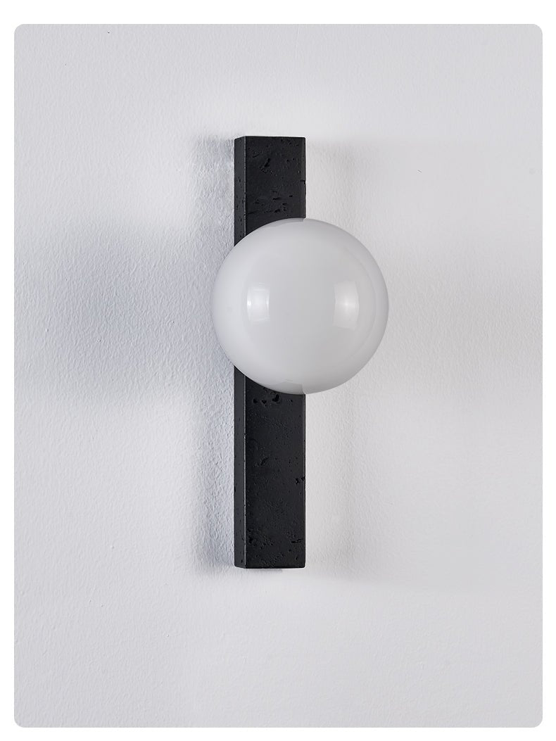 Applique murale moderne Neale en Noir travertin et blanc