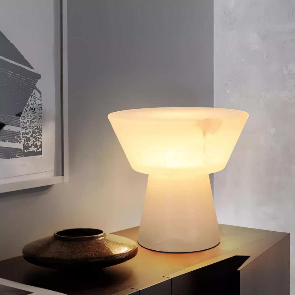Lampe à poser moderne Tristan en Albâtre, Marbre Blanc