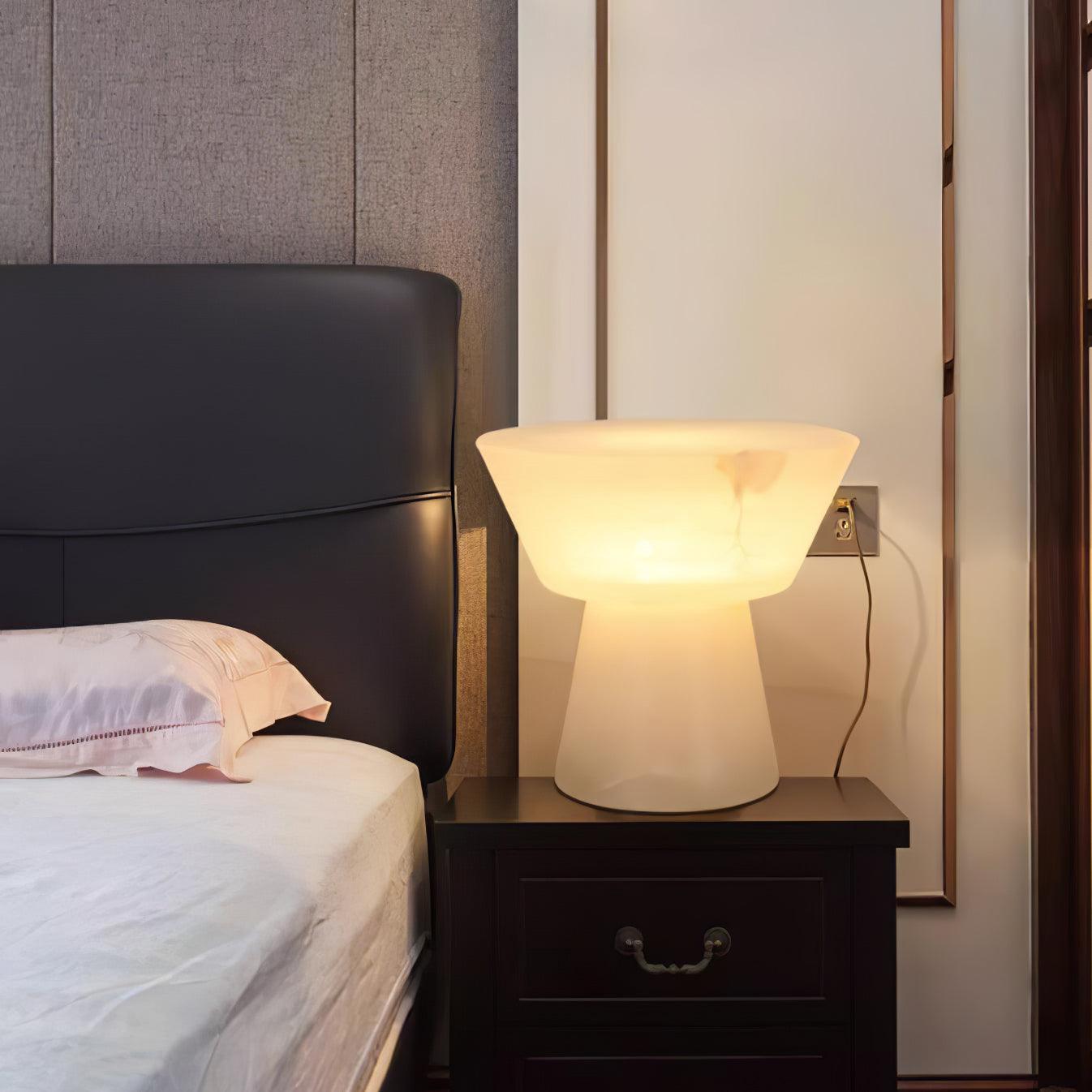 Lampe à poser moderne Tristan en Albâtre, Marbre Blanc