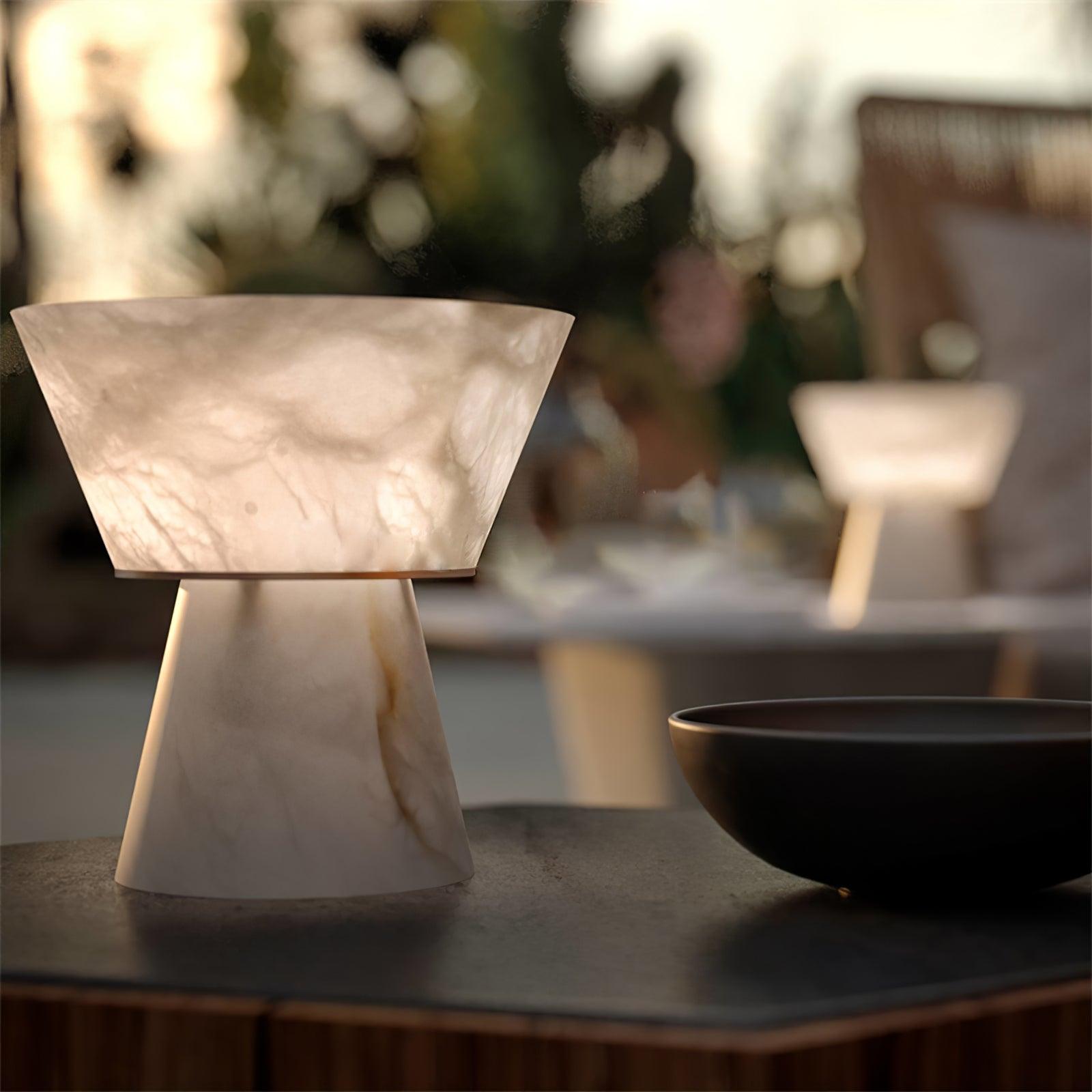 Lampe à poser moderne Tristan en Albâtre, Marbre Blanc