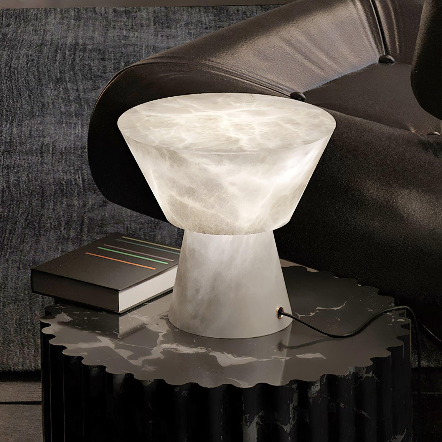 Lampe à poser moderne Tristan en Albâtre, Marbre Blanc
