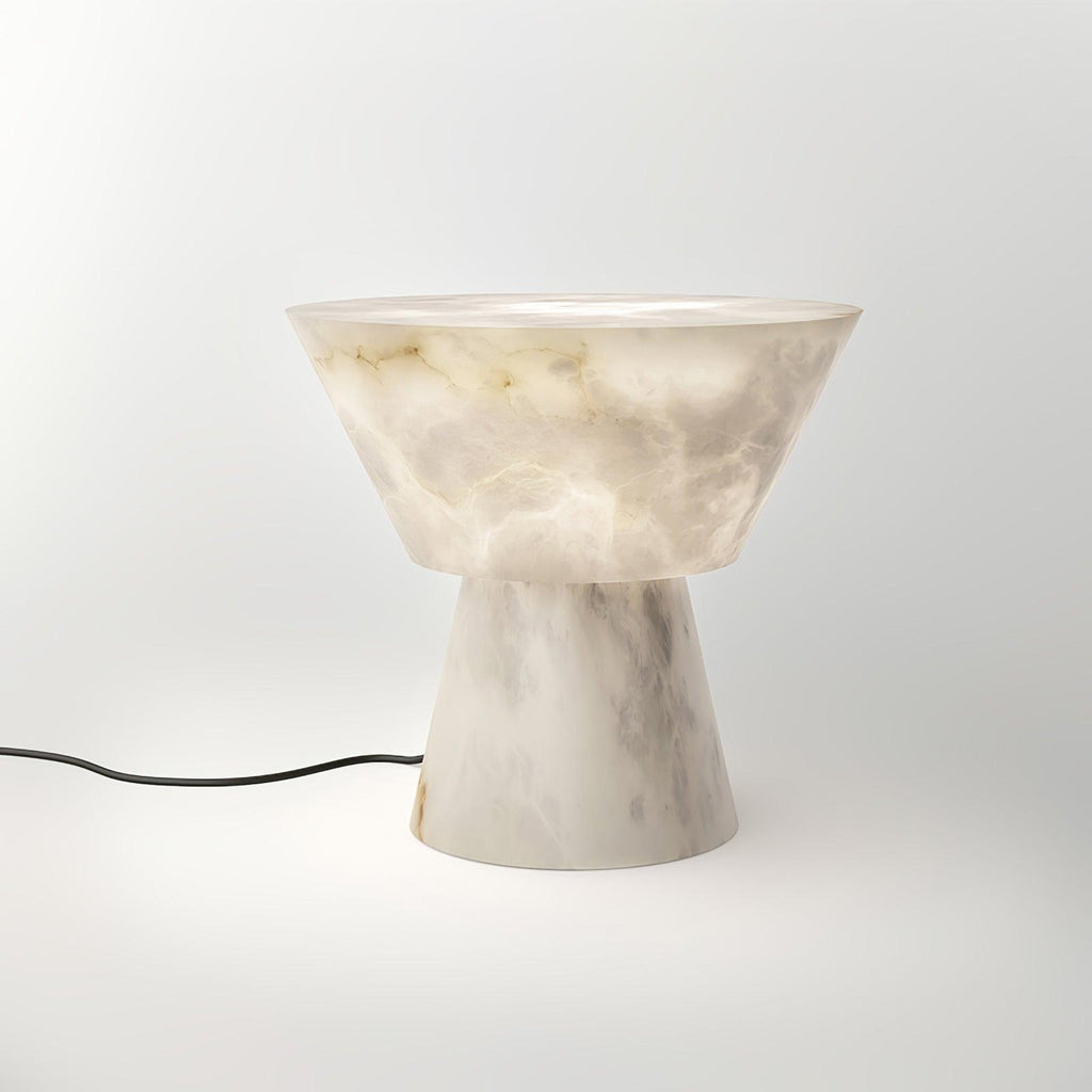 Lampe à poser moderne Tristan en Albâtre, Marbre Blanc
