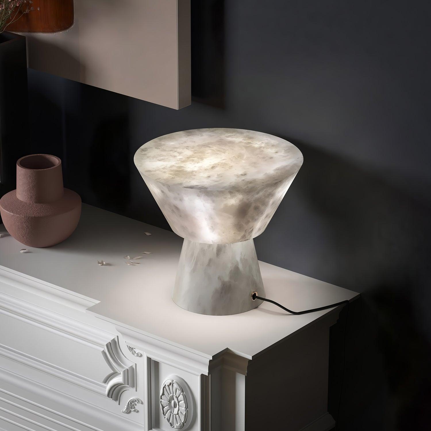 Lampe à poser moderne Tristan en Albâtre, Marbre Blanc