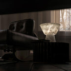 Lampe à poser moderne Tristan en Albâtre, Marbre Blanc
