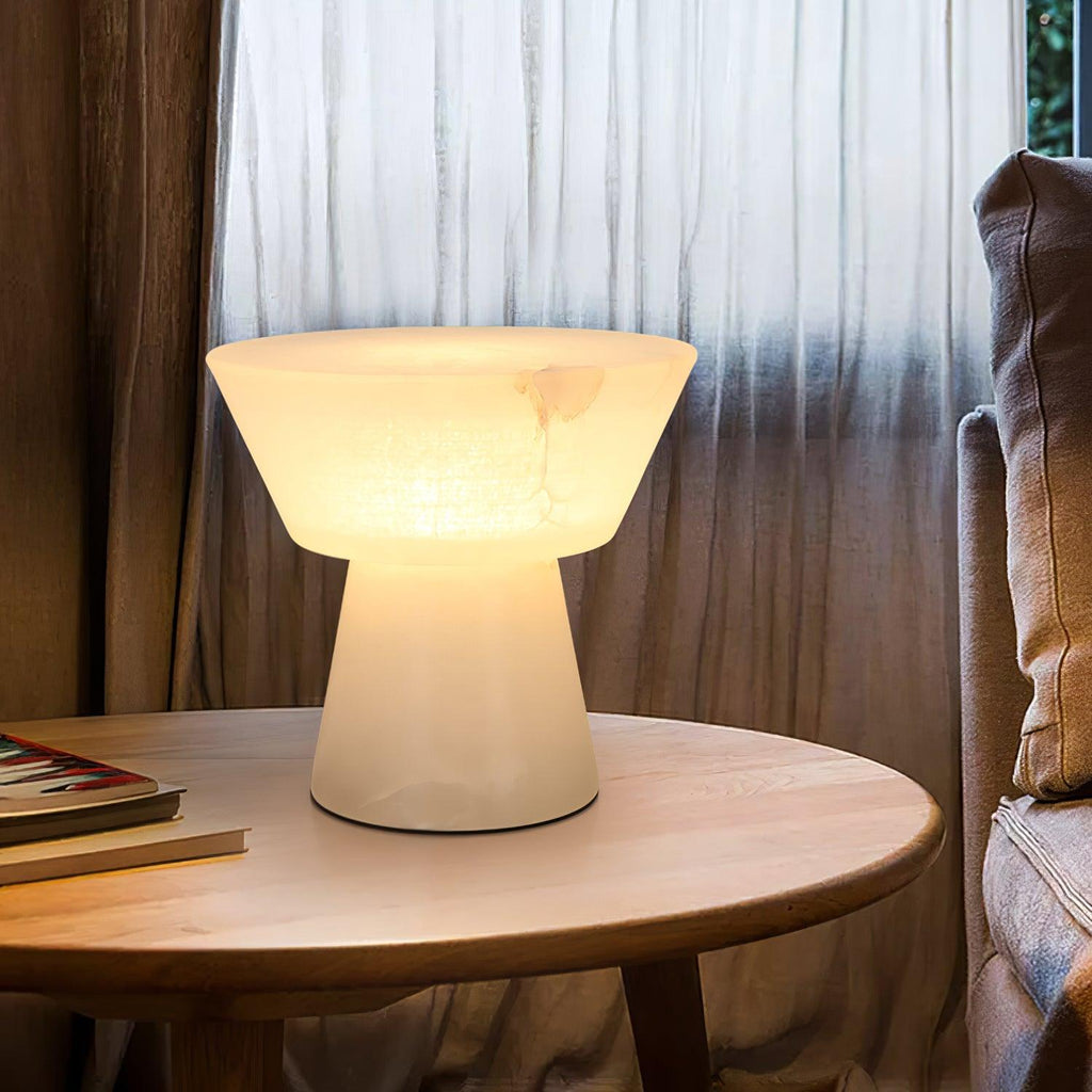 Lampe à poser moderne Tristan en Albâtre, Marbre Blanc