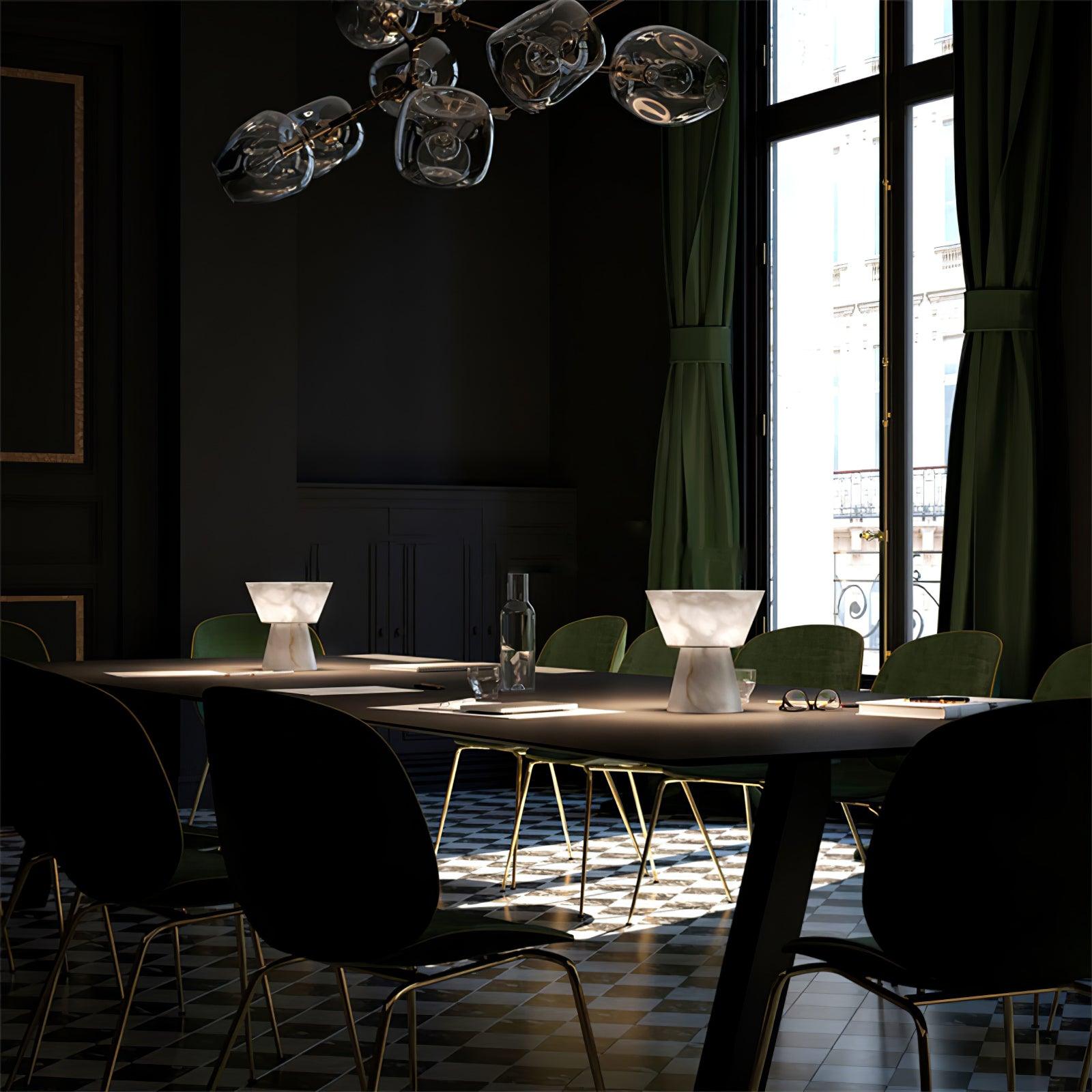 Lampe à poser moderne Tristan en Albâtre, Marbre Blanc