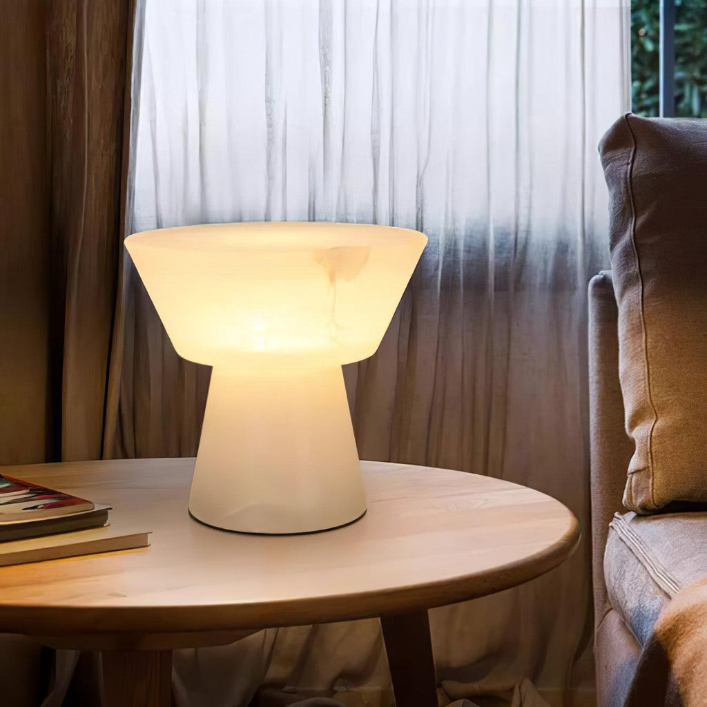 Lampe à poser moderne Tristan en Albâtre, Marbre Blanc