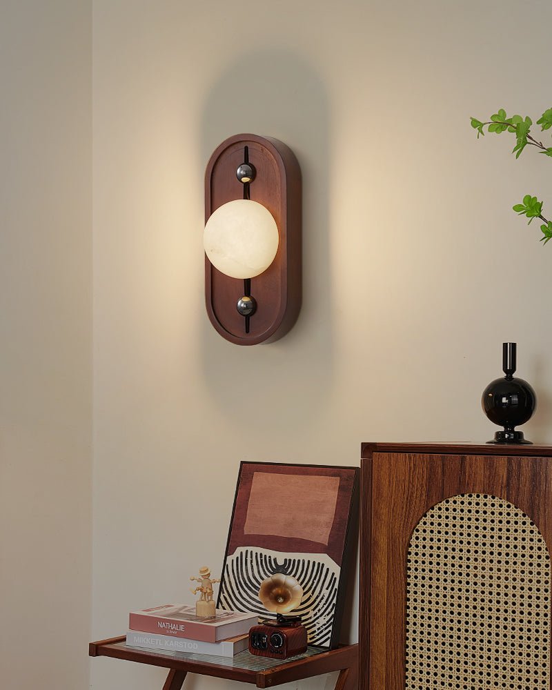 Applique murale moderne Aleksi en Albâtre Noyer et blanc
