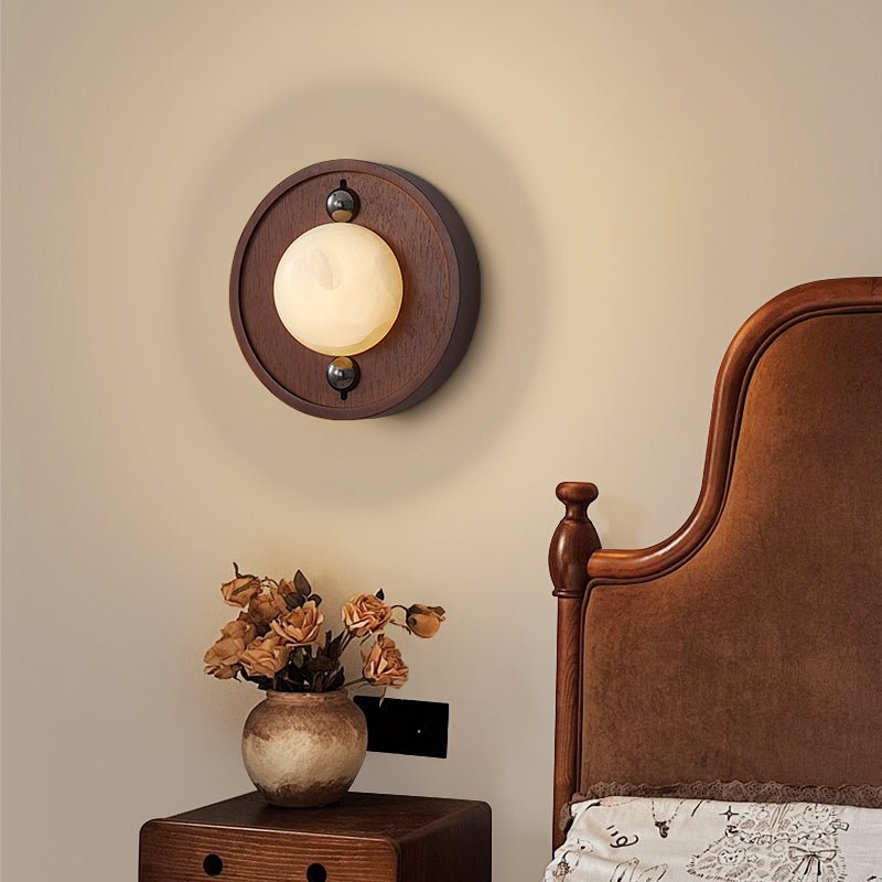 Applique murale moderne Aleksi en Albâtre Noyer et blanc