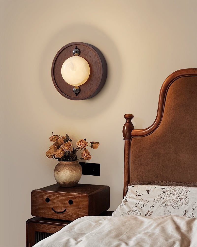 Applique murale moderne Aleksi en Albâtre Noyer et blanc
