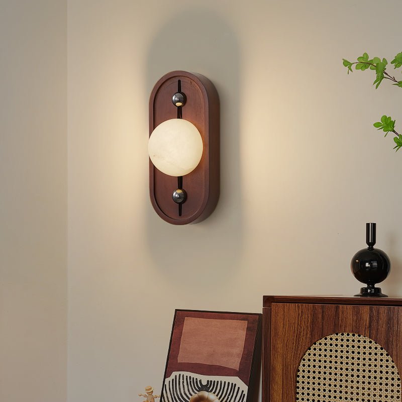 Applique murale moderne Aleksi en Albâtre Noyer et blanc