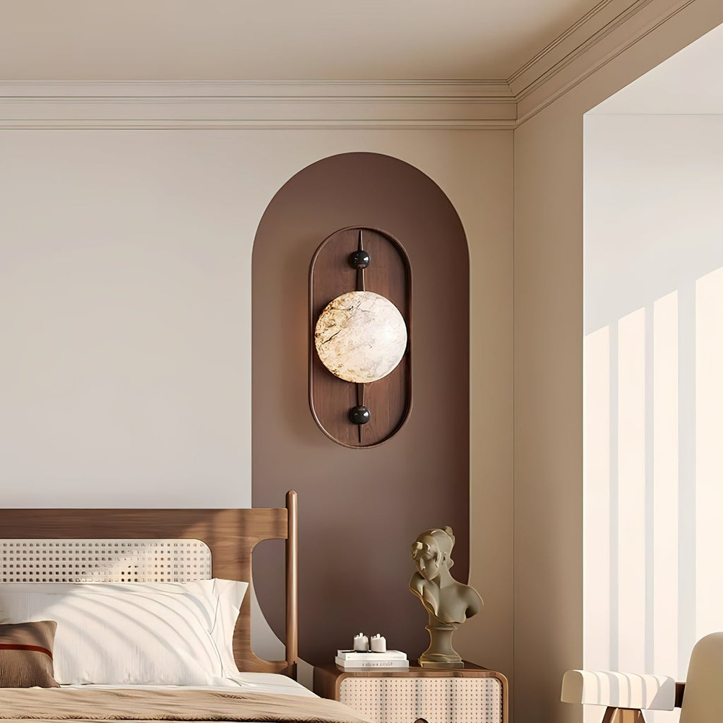 Applique murale moderne Aleksi en Albâtre Noyer et blanc