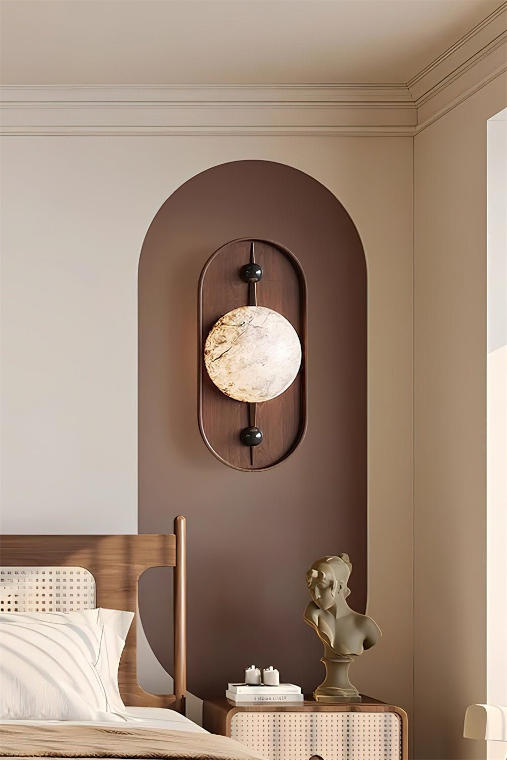 Applique murale moderne Aleksi en Albâtre Noyer et blanc