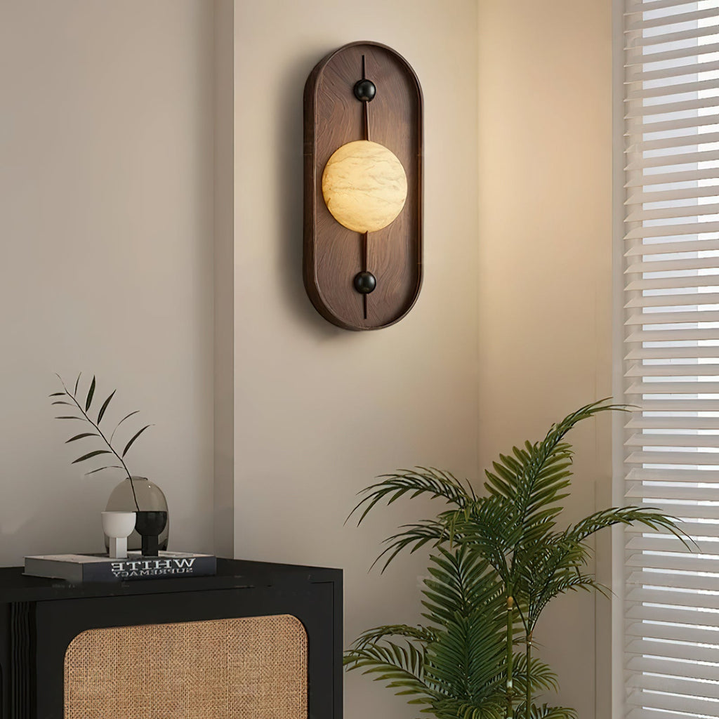 Applique murale moderne Aleksi en Albâtre Noyer et blanc