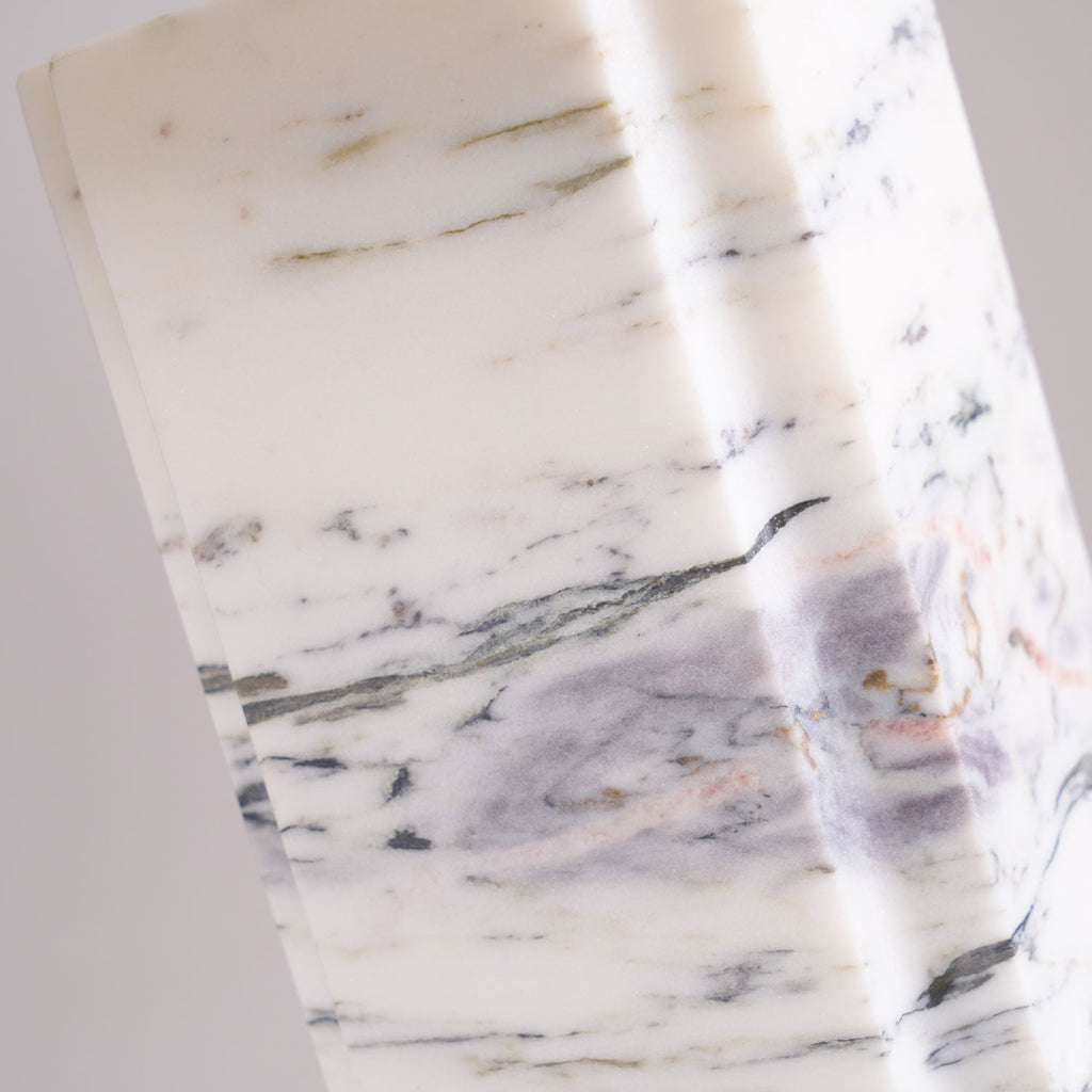 Lampe à poser moderne Devan en Blanc abat-jour et blanc marbre