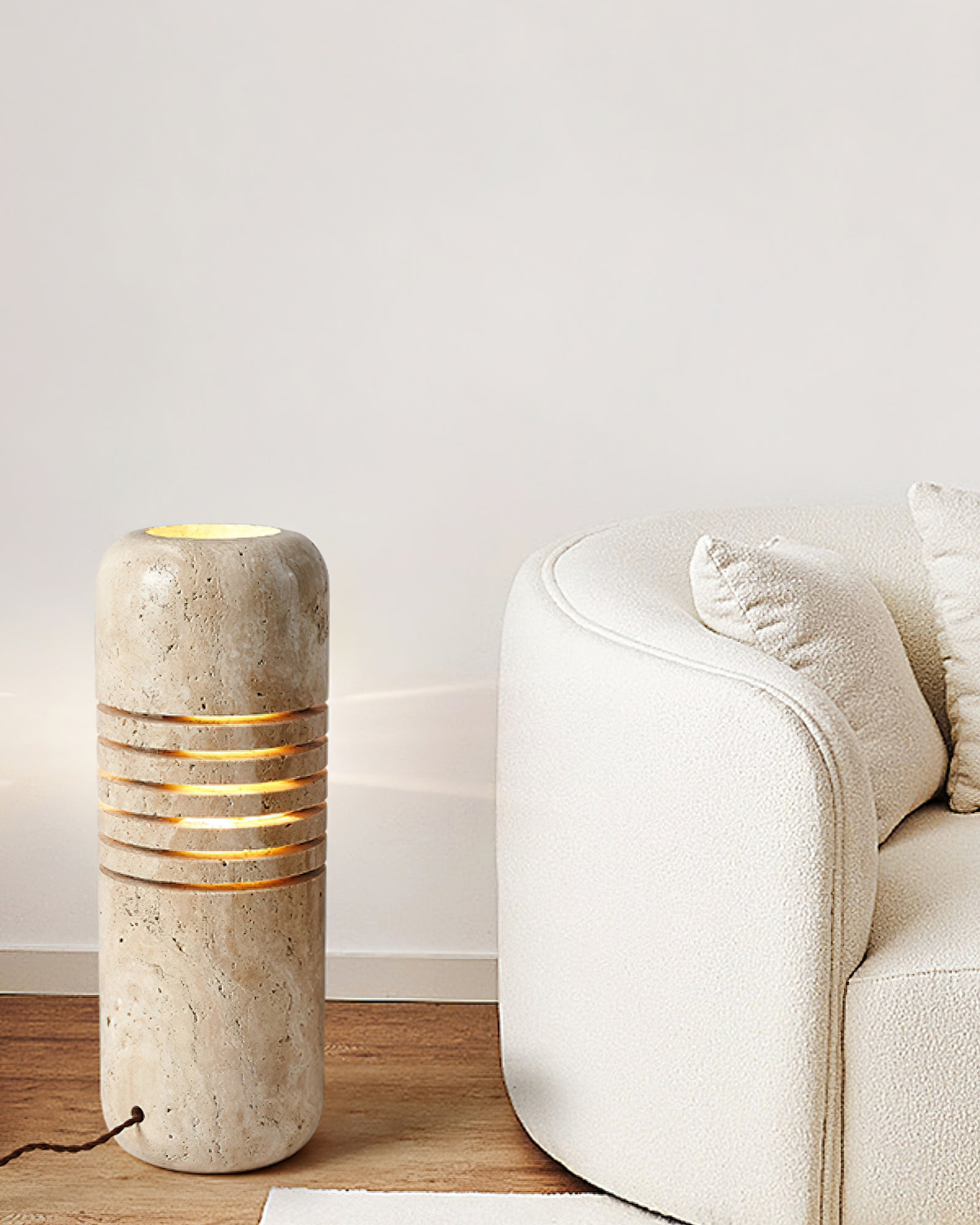 Lampadaire moderne Garth en pierre Travertin jaune
