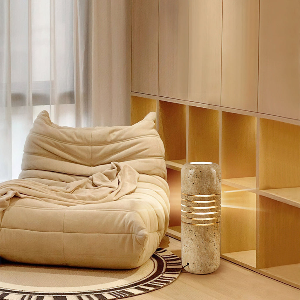 Lampadaire moderne Garth en pierre Travertin jaune