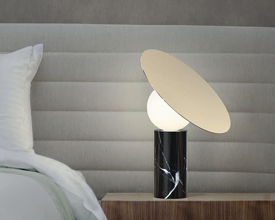 Lampe à poser moderne Demond en Doré et noir marbre