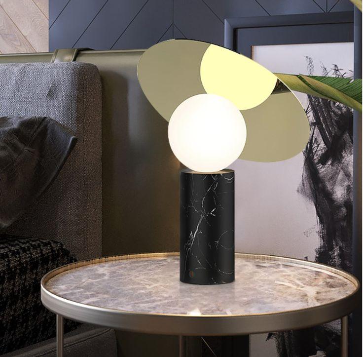 Lampe à poser moderne Demond en Doré et noir marbre
