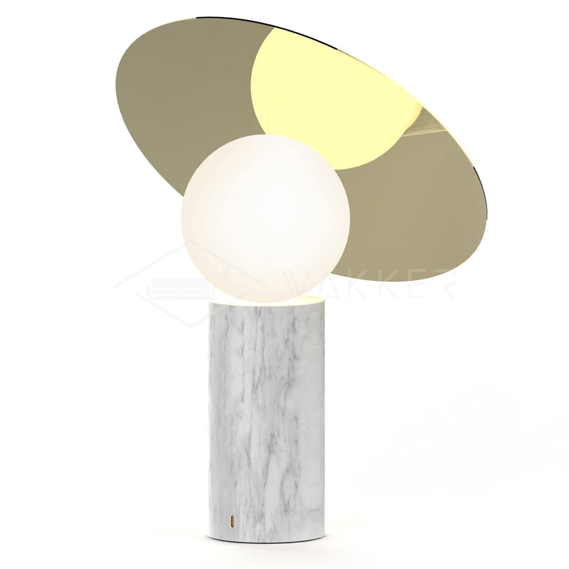 Lampe à poser moderne Demond en Or et blanc marbre