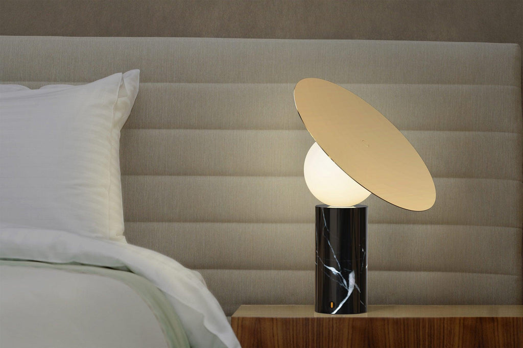 Lampe à poser moderne Demond en Or et blanc marbre