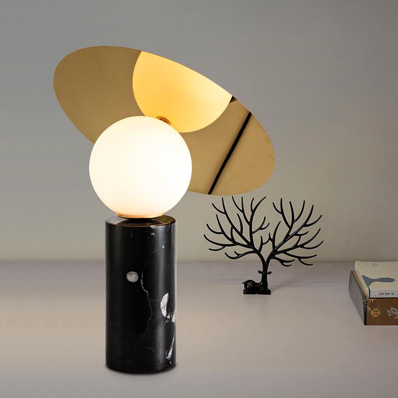 Lampe à poser moderne Demond en Doré et noir marbre