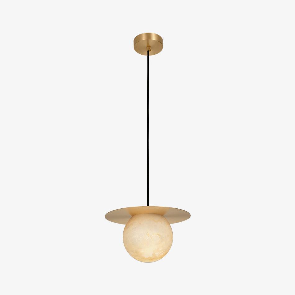 Suspension moderne Frithjof en Albâtre Laiton et blanc