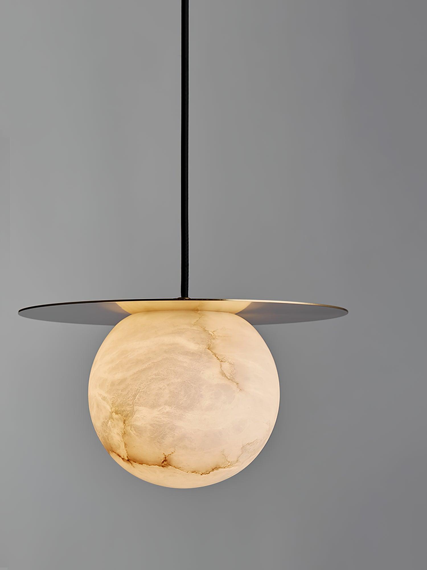 Suspension moderne Frithjof en Albâtre Laiton et blanc