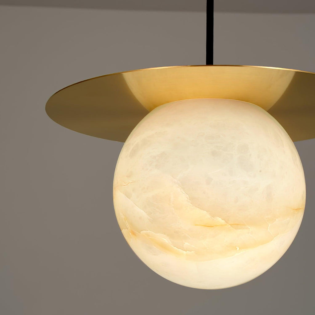 Suspension moderne Frithjof en Albâtre Laiton et blanc